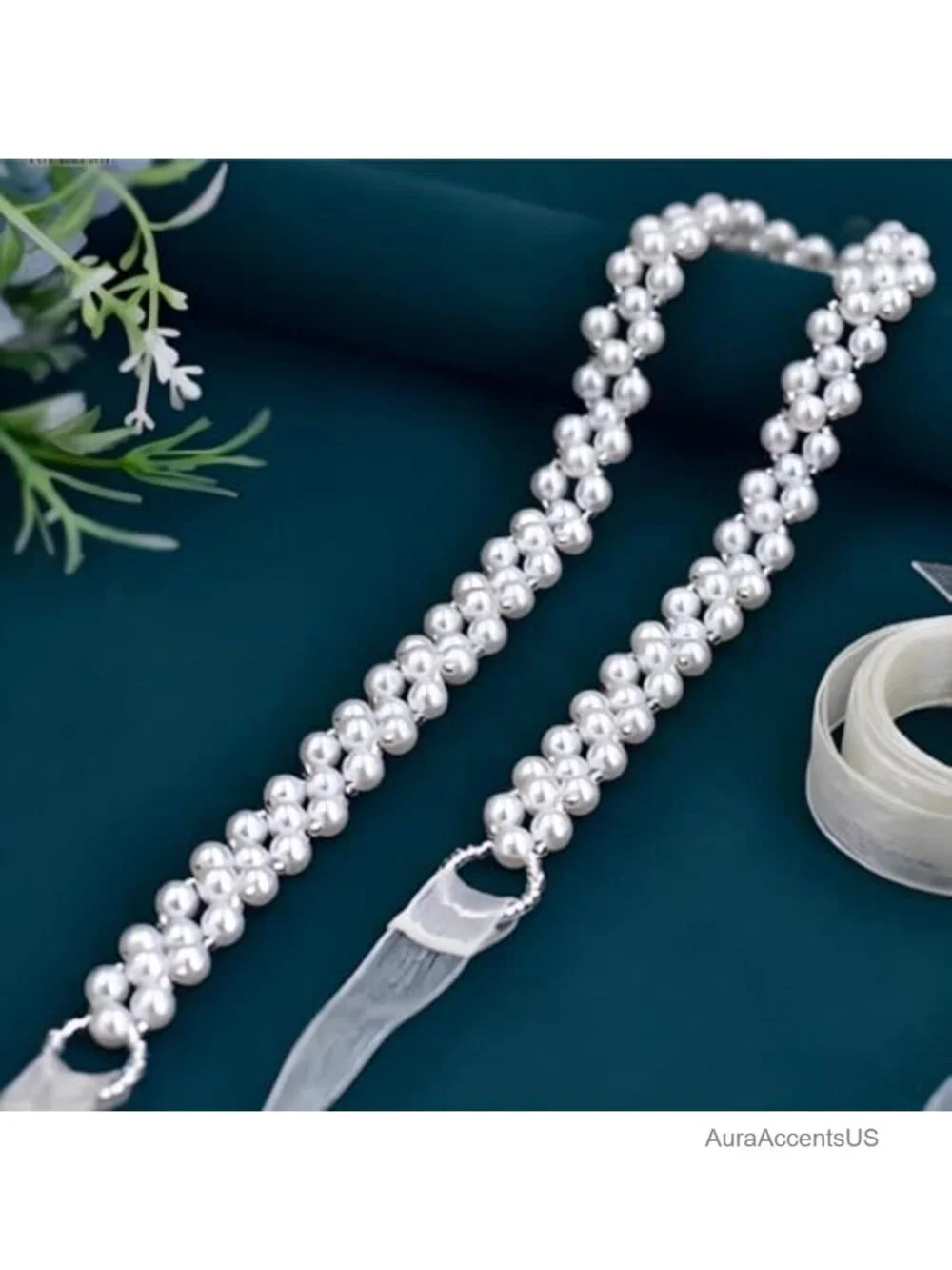 3 Pack Rhinestone Bridal Belts, Crystal Sash with Pearl, Handmade Diamond Waist